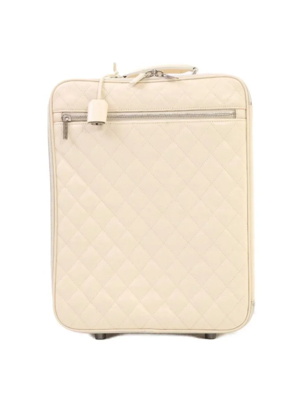 Chanel Vintage Calfskin Beige Quilted Carry Case Travel